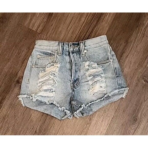 Minkpink Denim Shorts XS Juniors Distressed Womens Cut Offs - Picture 6 of 7